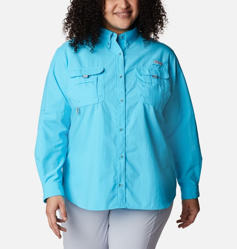 Women\'s Columbia PFG Bahama Long Sleeve Shirts Turquoise | Plus Size CA-MC6A3
